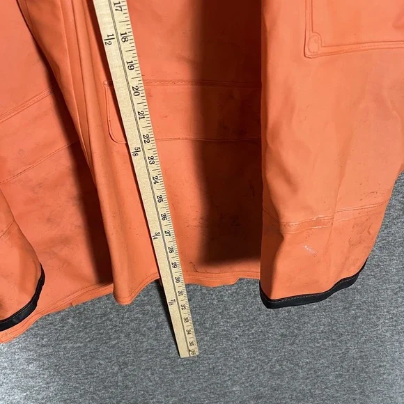 Carhartt Rain Coat Mens Large Orange Hooded PVC Waterproof Workwear C64ORG - Picture 6 of 10